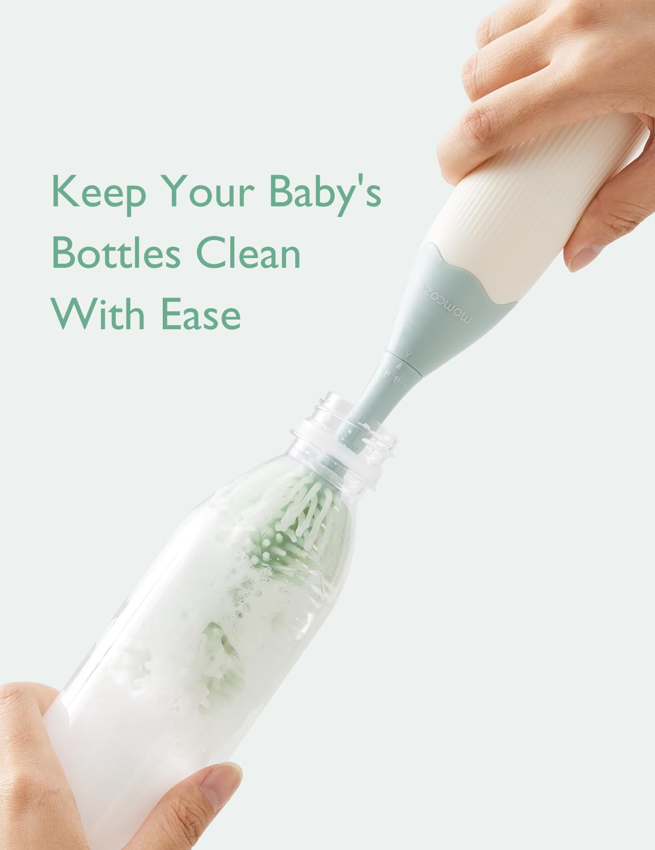 Momcozy Bottle Brush Kit, Innovative Push-Press Design for Better Cleaning - Baby Bottle Cleaner Brush for Baby Bottle, Breast Pumps, Nipples, and More - Can Generate Foam for Better Cleaning, Pink