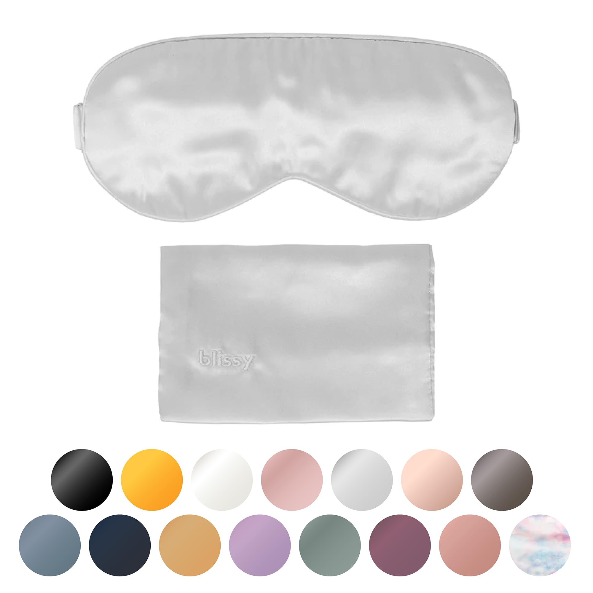 Blissy Silk Sleep Mask - Silk Eye Sleeping Mask for Women &amp; Men for Total Blackout - Silk Eye Mask - 100% Pure Mulberry Silk, 22 Momme 6a Fibers - Blindfold Silk Sleep Mask Side Sleeper Eye Cover