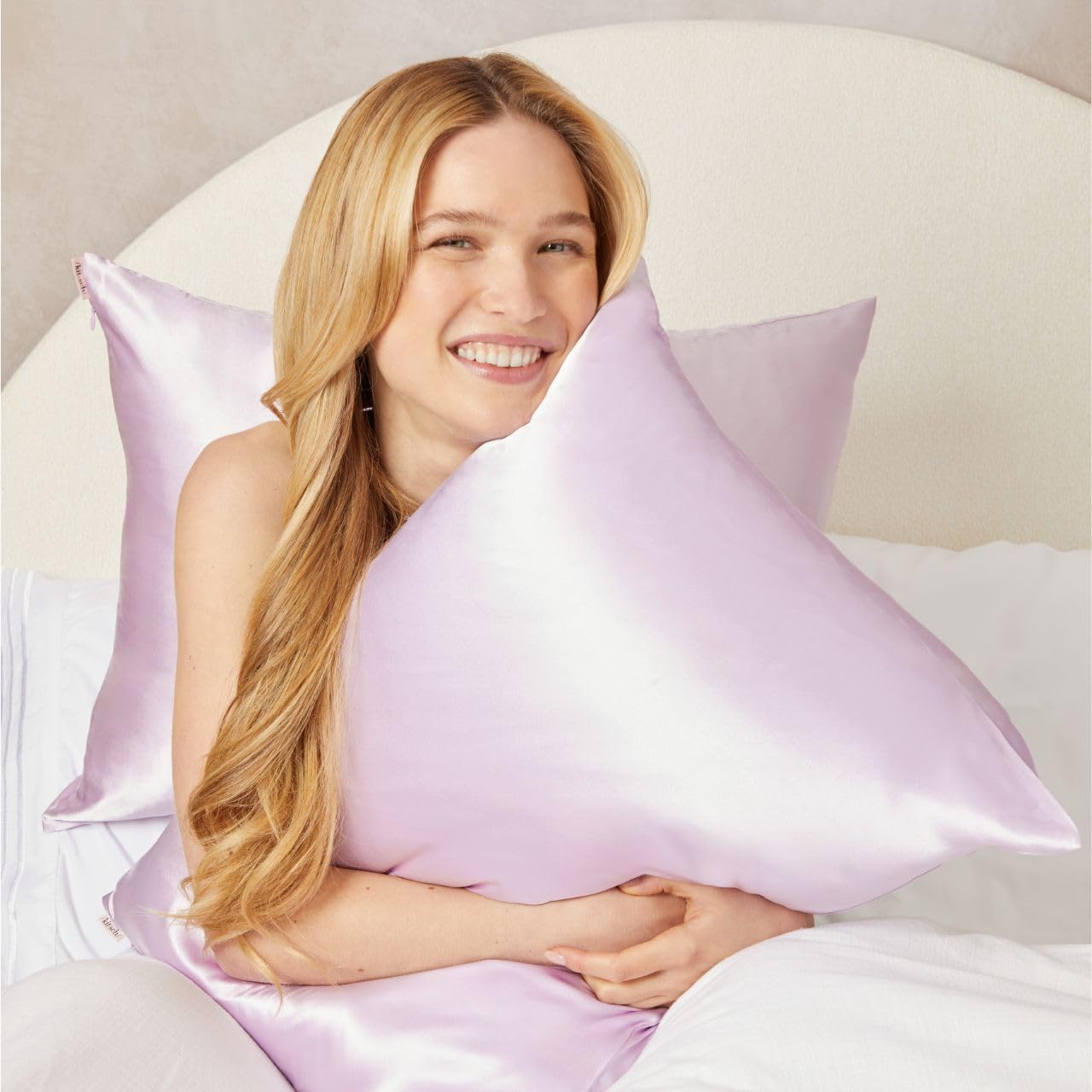Kitsch Satin Pillowcase with Zipper for Hair &amp; Skin, Softer Than Silk Pillow Cases Queen, Smooth Pillow Covers, Machine Washable, Wrinkle-Free, Cooling Satin Pillow Cases Standard Size 19&quot;x26&quot;, Ivory