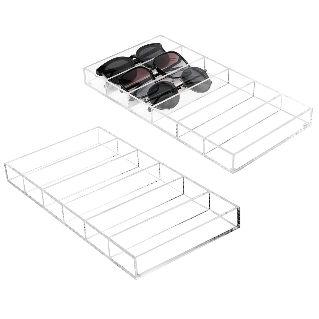 MyGift Premium Clear Acrylic Sunglass Holder Display Tray with 6 Compartments, Drawer Organizer Storage Case for Sunglasses, Reading Glasses, Eyewear, Jewelry, Makeup and Perfume Vanity Tray