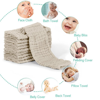 Yoofoss Muslin Burp Cloths for Baby 10 Pack 100% Cotton Baby Washcloths for Boys Girls Large 20&