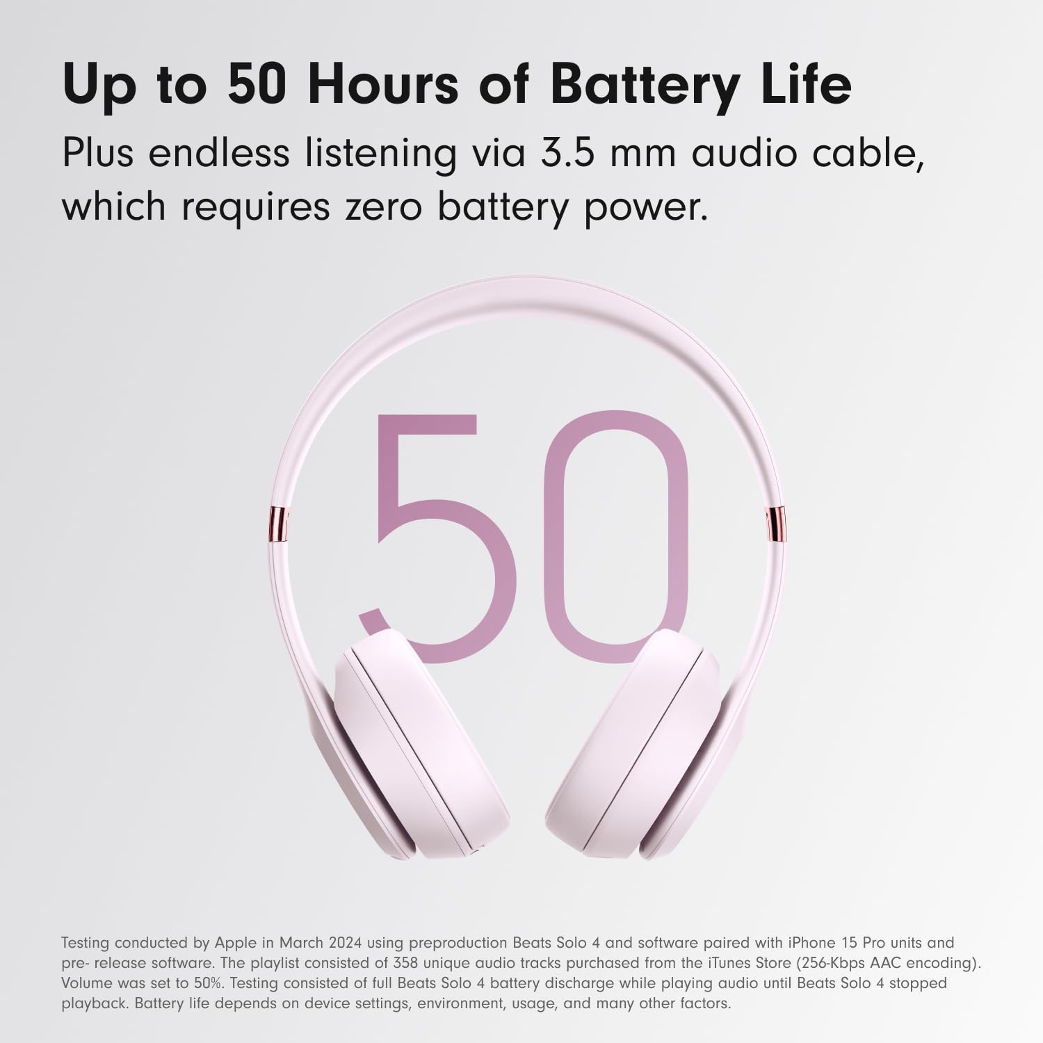 Beats Solo 4 - Wireless Bluetooth On-Ear Headphones, Apple &amp; Android Compatible, Up to 50 Hours of Battery Life - Cloud Pink