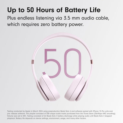 Beats Solo 4 - Wireless Bluetooth On-Ear Headphones, Apple &amp; Android Compatible, Up to 50 Hours of Battery Life - Cloud Pink