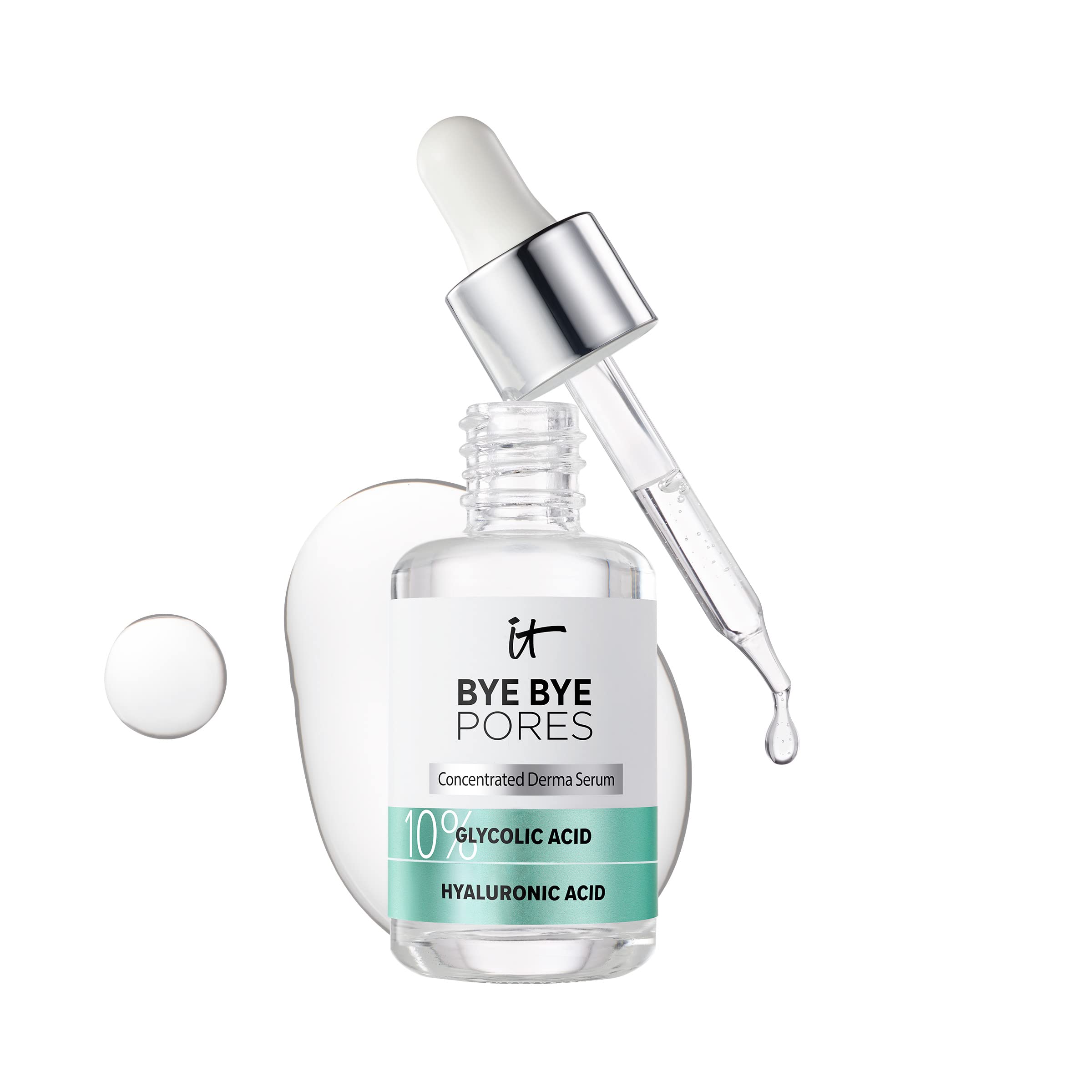IT Cosmetics Bye Bye Pores 10% Glycolic Acid Face Serum - Visibly Minimizes Pores In 1 Week &amp; Gently Exfoliates to Help Refine Skin’s Texture - With Hyaluronic Acid for Hydration -1 Fl. Oz
