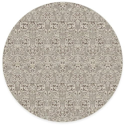RUGGABLE Disney Traditional Mickey Mouse Washable Rug - Perfect Area Rug for Nursery Playroom Kids Room - Pet &amp; Child Friendly - Stain &amp; Water Resistant - Damask Grey 3&