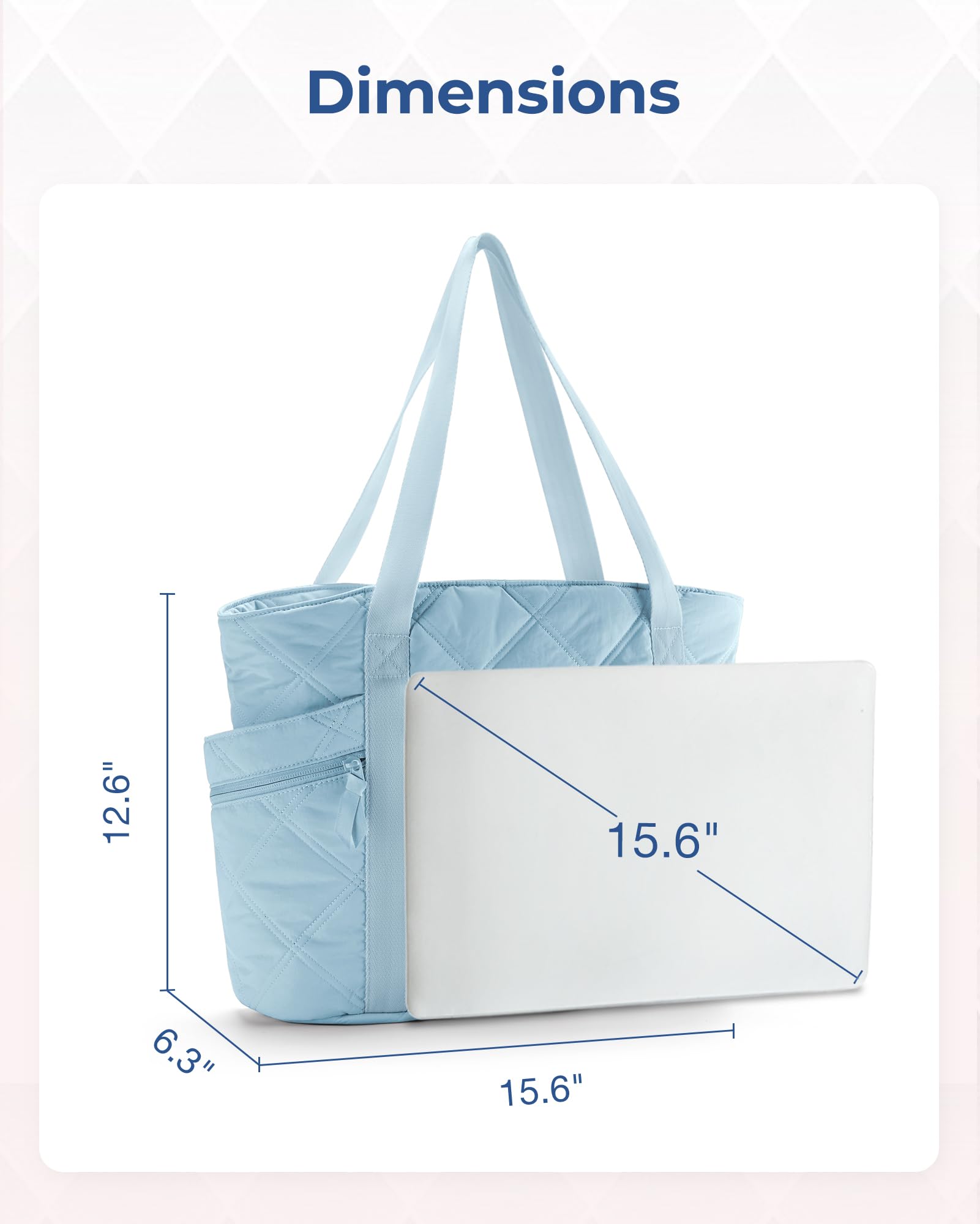 BAGSMART Tote Bag for Women, Puffer Tote Bags with Zipper, Travel Essentials Quilted Nurse Bag Carry On Bag Gifts for Women