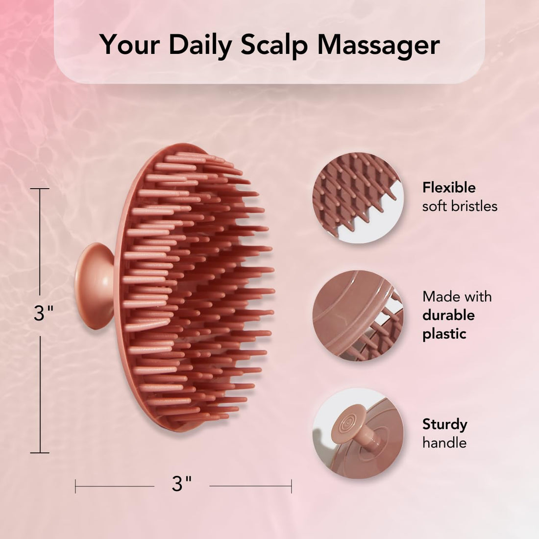 Kitsch Hair Scalp Massager Hair Growth, Shampoo Brush - Scalp Scrubber &amp; Hair Massager for All Hair Types | Hair Brush for Hair Growth | Scalp Brush &amp; Scalp Exfoliator (Terracotta)