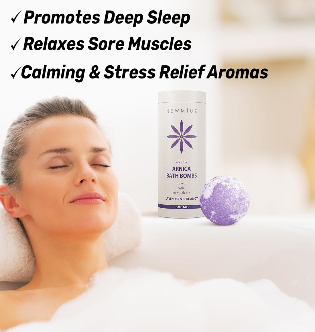 Arnica Bubble Bath Bombs Infused Lavender &amp; Bergamot - Essential Luxurious Mega Foaming Bath bombs Additives for Dry Skin Nourishment Moisturizing - Blissful Bathing Experience Christmas Birthday Gift