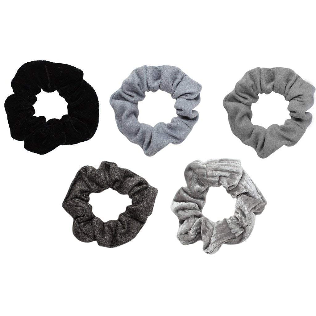 Kitsch 5 Count Velvet Hair Scrunchies for Women - Hair Ties for Thick Hair, Girls, Women, Cute Scrunchies, Soft Hair Accessories, Blush/Mauve