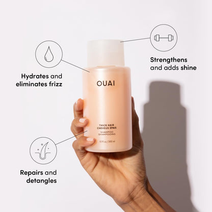 OUAI Fine Shampoo and Conditioner Set - Sulfate Free Shampoo and Conditioner for Fine Hair - Made with Keratin, Marshmallow Root, Shea Butter &amp; Avocado Oil - Free of Parabens &amp; Phthalates (10 Fl Oz)