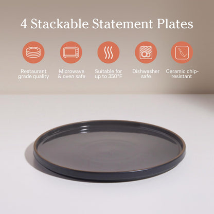 Our Place Dinner Plates - Set of Four 10.5” Handcrafted Ceramic Dinner Plates | Chip-Resistant, Restaurant-Grade | Stackable &amp; Space-Saving | Steam