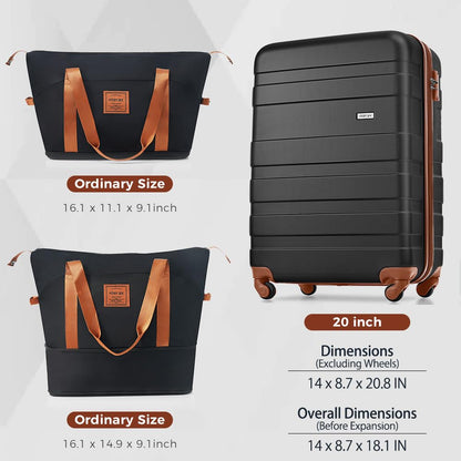 Merax 3 Pcs ABS Hardside Luggage Sets TSA Lock Spinner Wheel Suitcases, Pearly White, 20/24/28 Inch