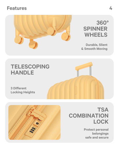 artrips Luggage with 8 Spinner Wheels,Lightweight Hardside Suitcase with Cover Protector,PC Hardshell Luggage,Travel Suitcase with Bread Design,TSA Lock,20/24/28inch