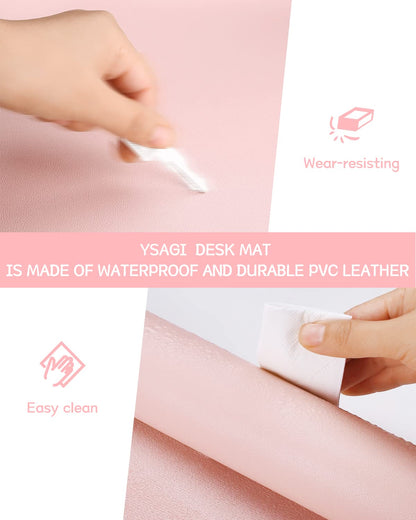 Non-Slip Desk Pad,Mouse Pad,Waterproof PVC Leather Desk Table Protector,Ultra Thin Large Desk Blotter, Easy Clean Laptop Desk Writing Mat for Office Work/Home/Decor(Pink, 23.6&quot; x 13.7&quot;)