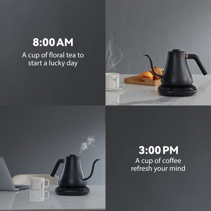 Mecity Electric Gooseneck Kettle With Keep Warm Function &amp; LCD Display Automatic Shut Off Coffee Kettle Temperature Control Pour Over Kettle 1200 Watt, 0.8L, 120V, Off White