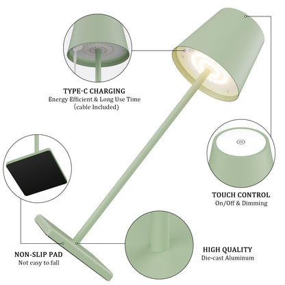 2-Pack LED Cordless Table Lamp, Rechargeable Battery Desk lamp 3W 5500mAh Battery Operated Stepless Dimming Modern Portable Table Light for Restaurant/Bedroom/Outdoor IP54 Waterproof (Off White)