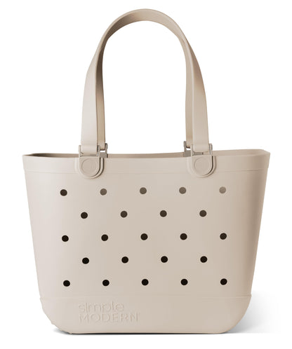 Simple Modern Beach Bag Rubber Tote | Waterproof Medium Tote Bag with Zipper Pocket for Pool, Groceries, Sports | Gifts For Women | Getaway Bag Collection | Almond Birch