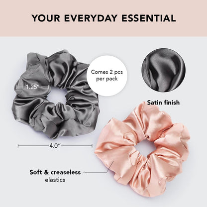 Kitsch 5 Count Velvet Hair Scrunchies for Women - Hair Ties for Thick Hair, Girls, Women, Cute Scrunchies, Soft Hair Accessories, Blush/Mauve