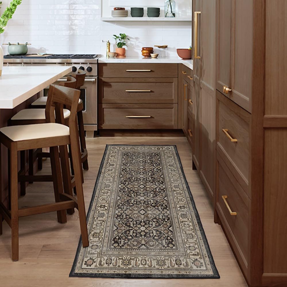 RUGGABLE – Alessia Dark Wood – Machine Washable Area Rug – Pet &amp; Child Friendly – Stain &amp; Water Resistant – Non-Slip – 5&