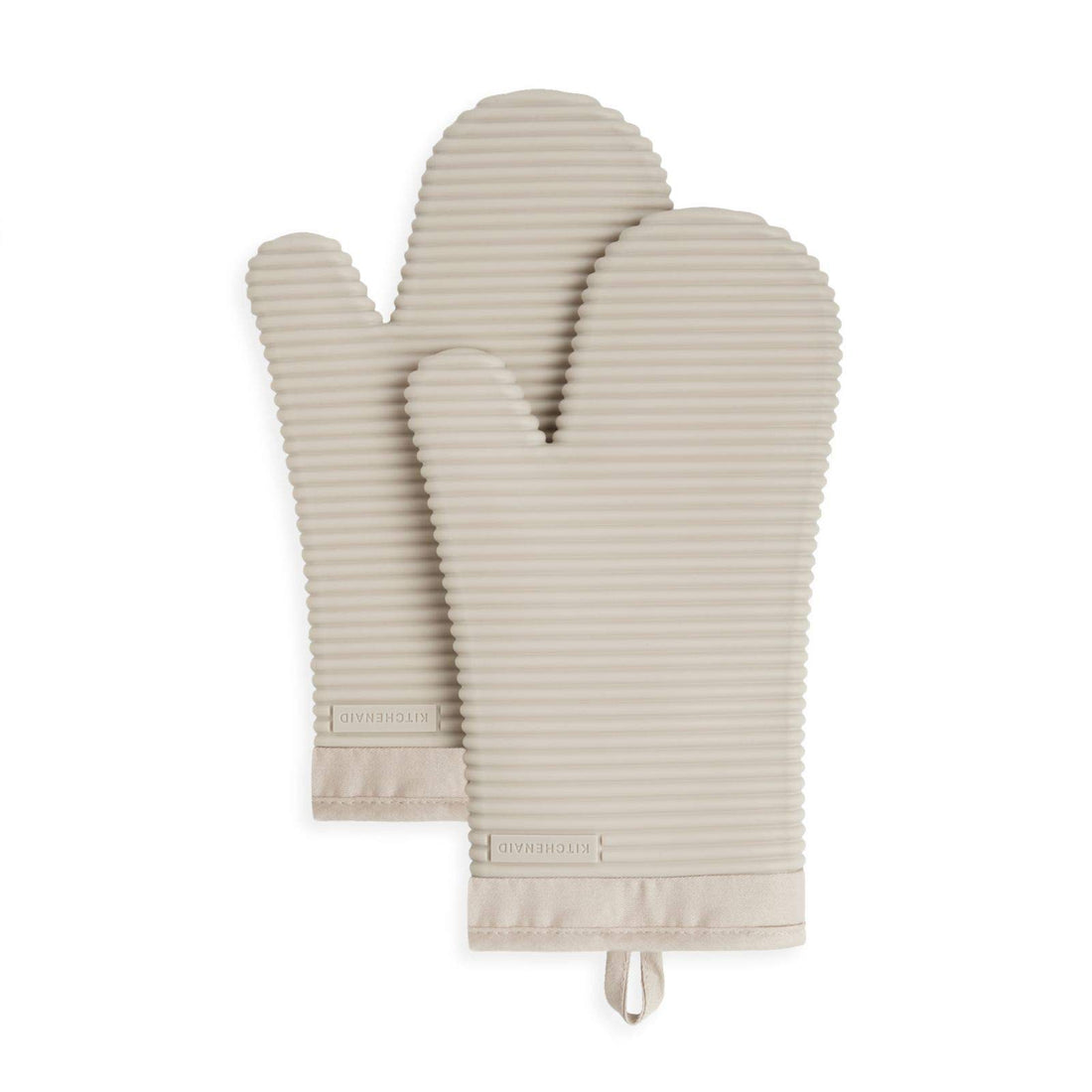 KitchenAid Ribbed Soft Silicone Oven Mitt Set, 7&quot;x13&quot;, Milkshake 2 Count