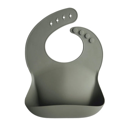 mushie Silicone Baby Bib | Adjustable Fit Waterproof Bibs (Whales)