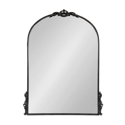 Kate and Laurel Myrcelle Traditional Arched Mirror, 25 x 33, Gold, Decorative Large Arch Mirror with Ornate Garland Detailing Along The Crown and Edges of The Frame