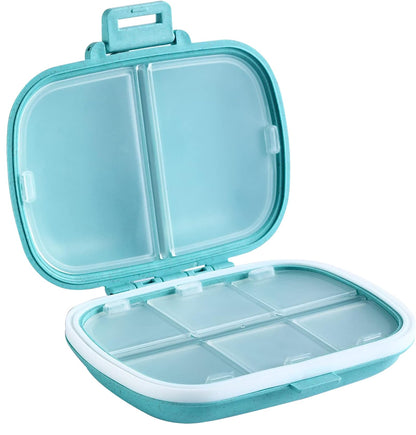 Holii Travel Pill Organizer, 8 Compartments Portable Pill Case, Daily Pill Box to Hold Vitamins, Small Pill Container for Pocket Purse Medicine Organizer（Khaki）