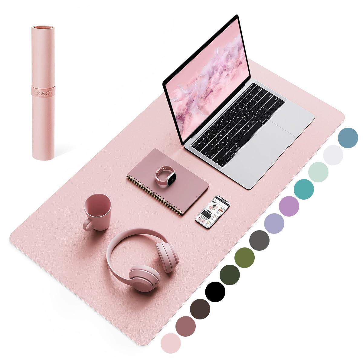 Non-Slip Desk Pad,Mouse Pad,Waterproof PVC Leather Desk Table Protector,Ultra Thin Large Desk Blotter, Easy Clean Laptop Desk Writing Mat for Office Work/Home/Decor(Pink, 23.6&quot; x 13.7&quot;)