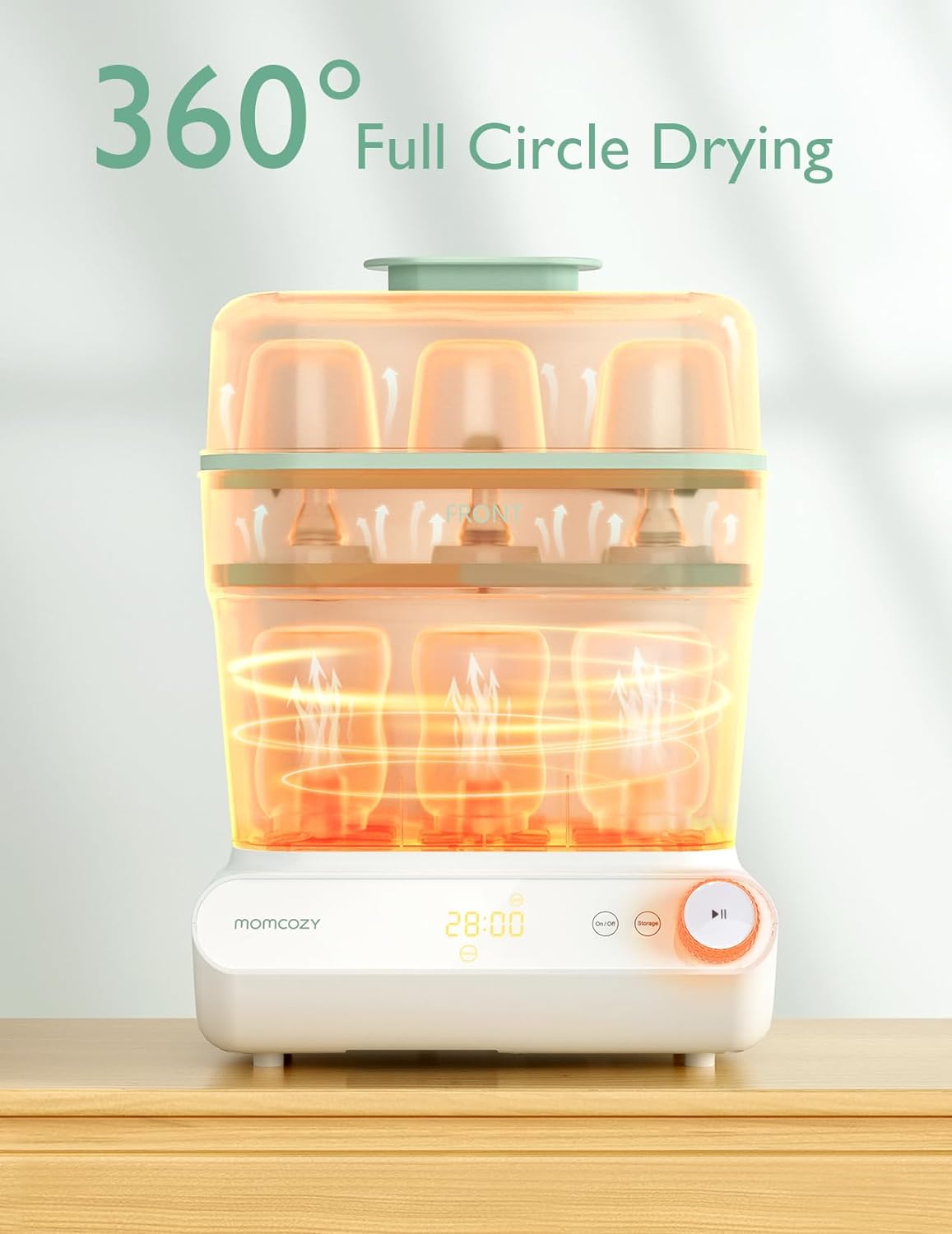 Momcozy 3 Layers Large Bottle Sterilizer and Dryer, Fast Sterilize and Dry, Universal Bottle Sterilizer for All Bottles &amp; Breast Pump Accessories, Touch Screen &amp; Auto-Off Bottle Sanitizer