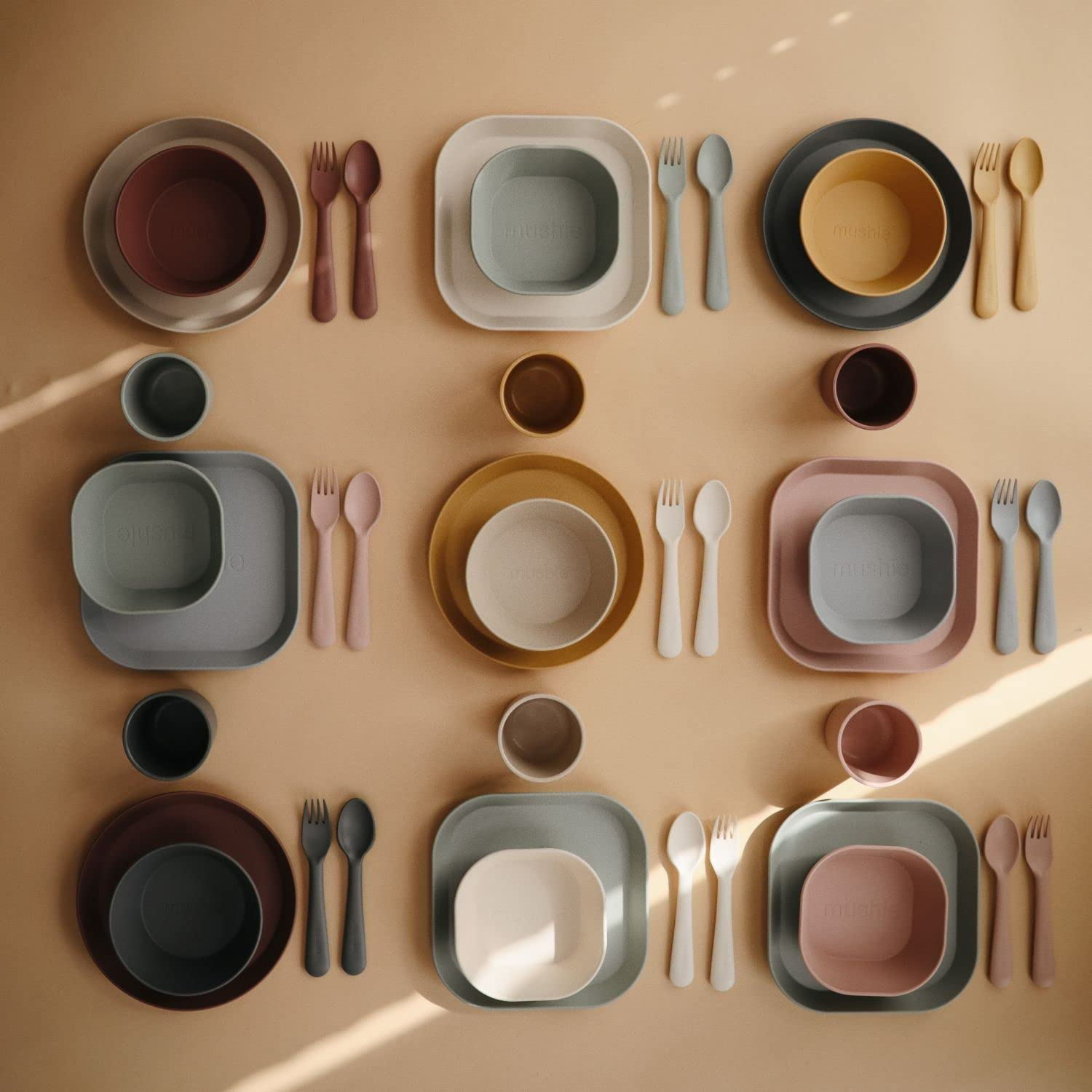 mushie Flatware Fork and Spoon Set for Kids | Made in Denmark (Sage)