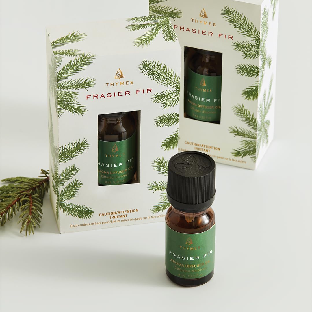 Thymes Frasier Fir Electric Oil Diffuser Refill - Home Fragrance Oil - Aroma Diffuser Oil Refill - Use with Electric Aromatherapy Scent Diffusers for Home (0.25 fl oz)