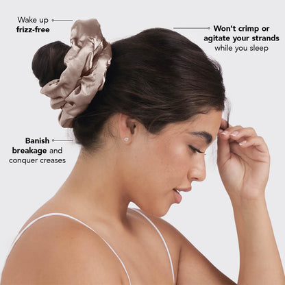 Kitsch 5 Count Velvet Hair Scrunchies for Women - Hair Ties for Thick Hair, Girls, Women, Cute Scrunchies, Soft Hair Accessories, Blush/Mauve