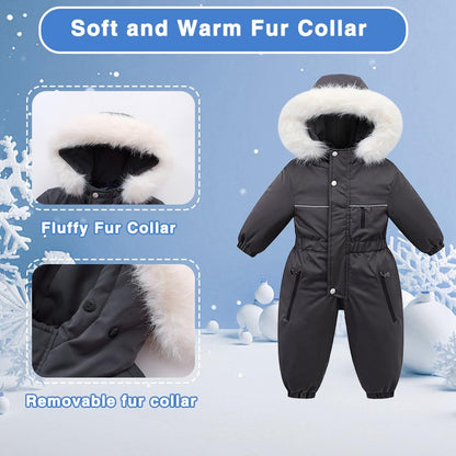 Xifamniy Toddler Snowsuit 2T 3T 4T 5T Ski Suit Baby Boy Girl Winter Clothes Coat Outwear Snow Suit Hooded Romper Jumpsuit