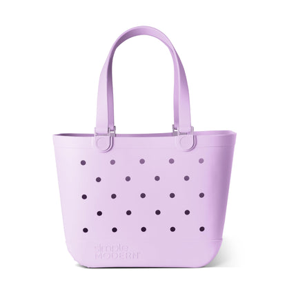 Simple Modern Beach Bag Rubber Tote | Waterproof Medium Tote Bag with Zipper Pocket for Pool, Groceries, Sports | Gifts For Women | Getaway Bag Collection | Almond Birch