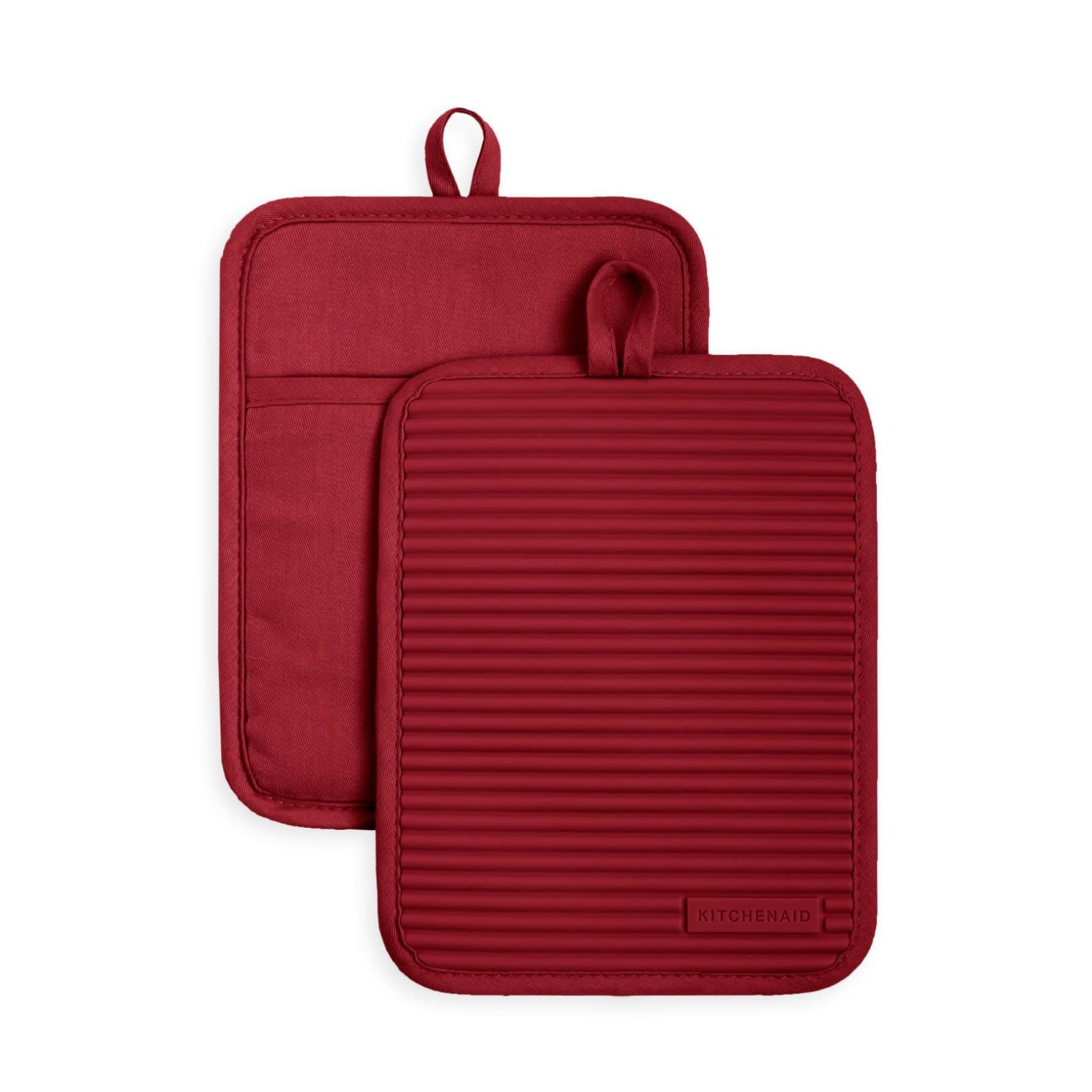 KitchenAid Ribbed Soft Silicone Water Resistant Pot Holder Set, Milkshake , 2 Piece Set, 7&quot;x9&quot;