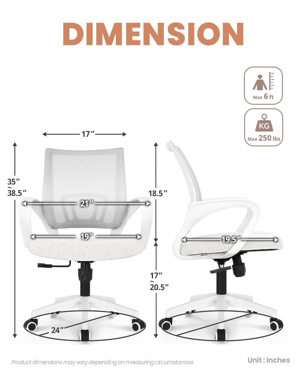 NEO CHAIR Office Chair Computer Desk Chair Gaming Ergonomic Mid Back Cushion Lumbar Support with Comfy Mesh Adjustable Swivel Rolling Home (Beige)