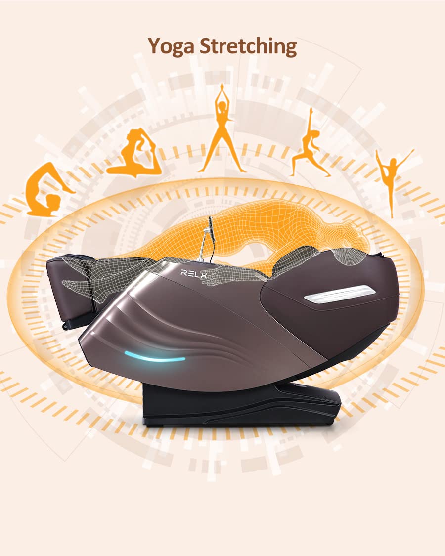 RELX Massage Chair Full Body Zero Gravity SL-Track Shiatsu Massage Chair, 12 Modes, Airbag Massage, with Yoga Stretch, Foot Massage, AI Control (Cream)