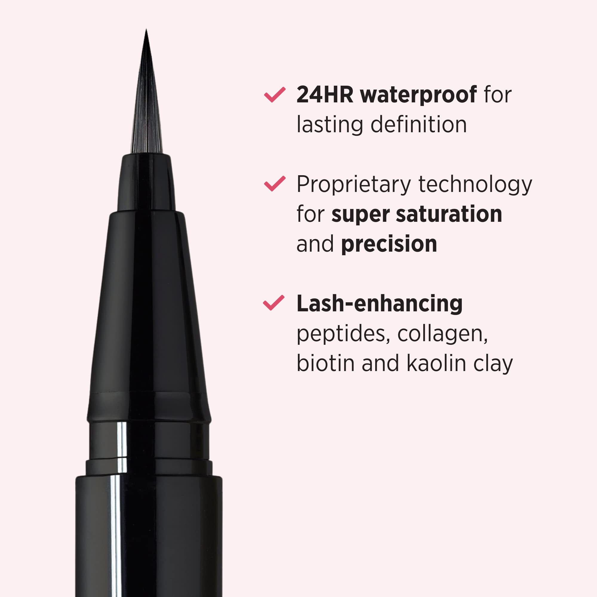 IT Cosmetics Superhero Liquid Eyeliner Pen, Black - 24-Hour Waterproof Formula Won’t Smudge or Fade - With Peptides, Collagen, Biotin &amp; Kaolin Clay - 0.03 fl oz