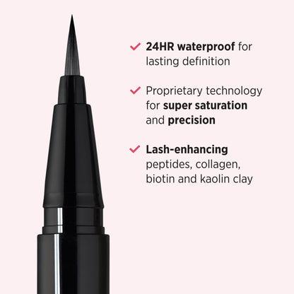 IT Cosmetics Superhero Liquid Eyeliner Pen, Black - 24-Hour Waterproof Formula Won’t Smudge or Fade - With Peptides, Collagen, Biotin &amp; Kaolin Clay - 0.03 fl oz