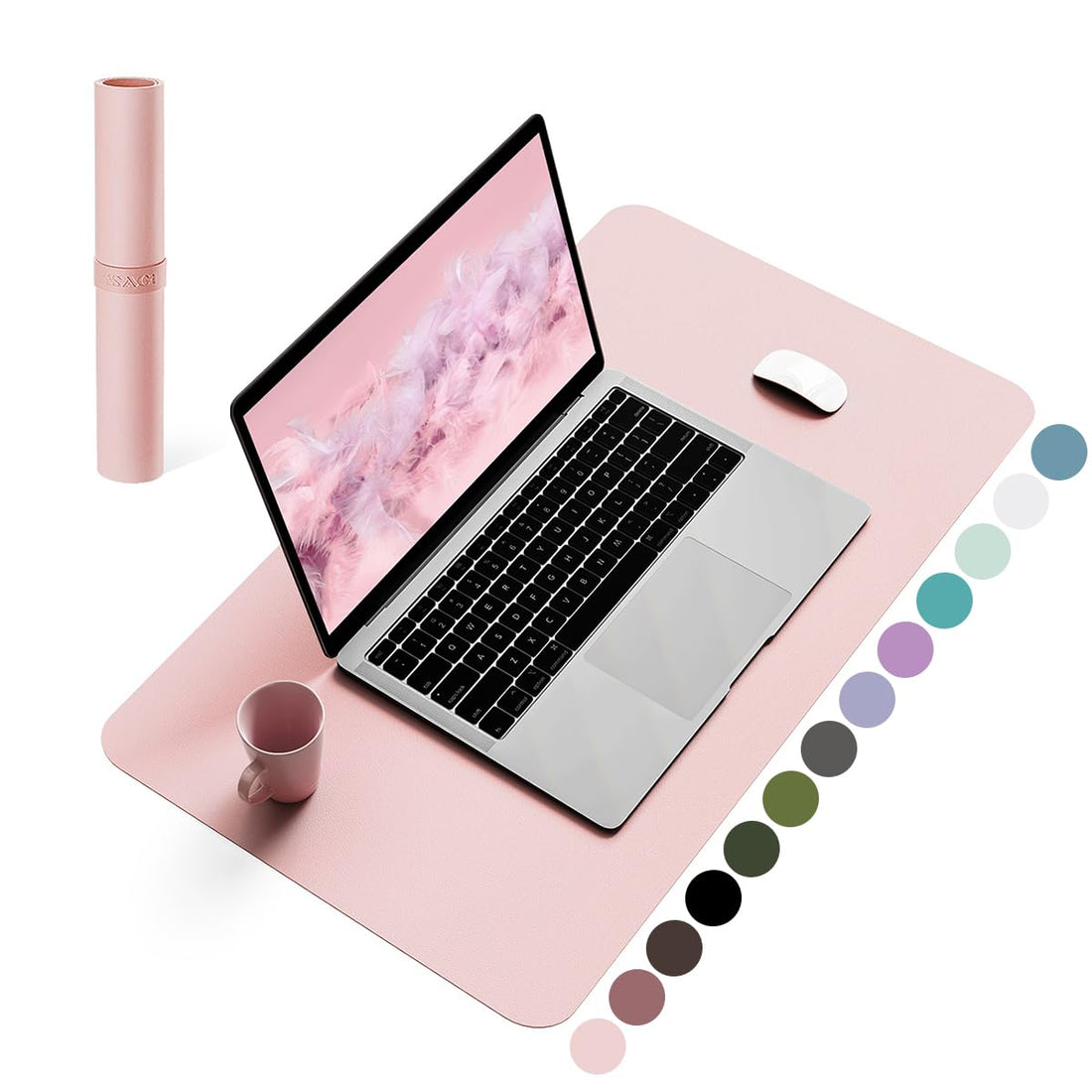 Non-Slip Desk Pad,Mouse Pad,Waterproof PVC Leather Desk Table Protector,Ultra Thin Large Desk Blotter, Easy Clean Laptop Desk Writing Mat for Office Work/Home/Decor(Pink, 23.6&quot; x 13.7&quot;)