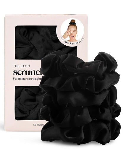 Kitsch 5 Count Velvet Hair Scrunchies for Women - Hair Ties for Thick Hair, Girls, Women, Cute Scrunchies, Soft Hair Accessories, Blush/Mauve