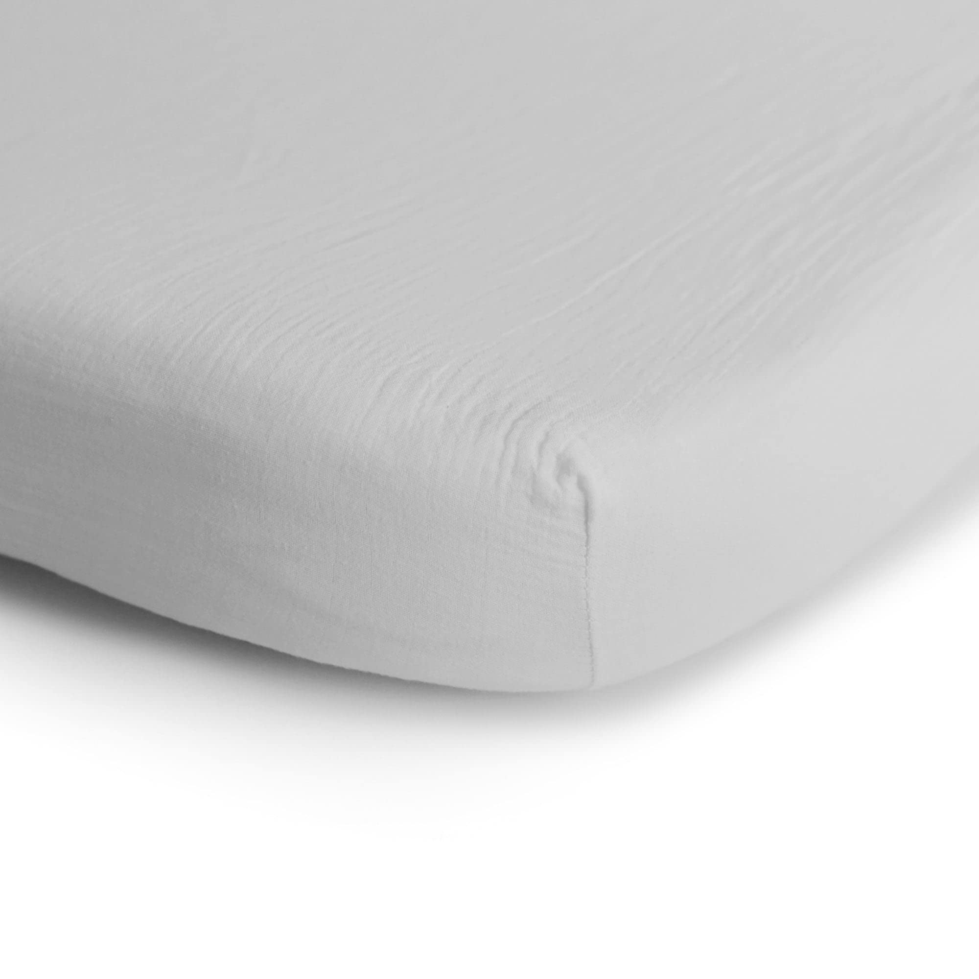 mushie Extra Soft Muslin Fitted Crib Sheet | 192 Thread Count | 28&quot;x 52&quot; (Fog)