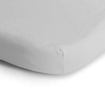 mushie Extra Soft Muslin Fitted Crib Sheet | 192 Thread Count | 28&quot;x 52&quot; (Fog)