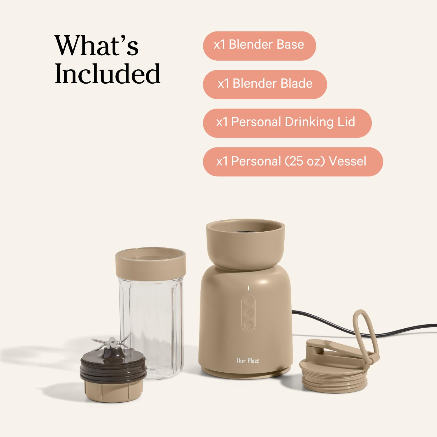 Our Place Splendor Blender - 1000W High-Power | Ultra-Sharp Blades | 2 Blending Modes | Includes 25 oz Personal Cup and Drinking Lid Set | Smoothies, Shakes &amp; More | Blue Salt