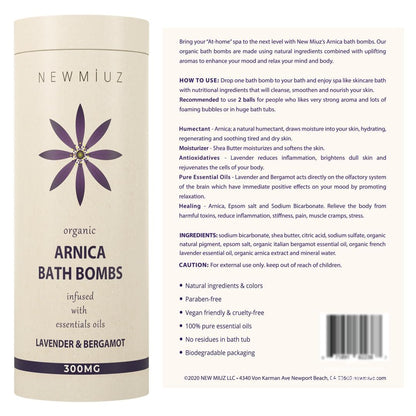 Arnica Bubble Bath Bombs Infused Lavender &amp; Bergamot - Essential Luxurious Mega Foaming Bath bombs Additives for Dry Skin Nourishment Moisturizing - Blissful Bathing Experience Christmas Birthday Gift