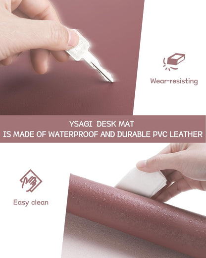 Non-Slip Desk Pad,Mouse Pad,Waterproof PVC Leather Desk Table Protector,Ultra Thin Large Desk Blotter, Easy Clean Laptop Desk Writing Mat for Office Work/Home/Decor(Pink, 23.6&quot; x 13.7&quot;)