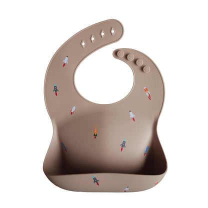 mushie Silicone Baby Bib | Adjustable Fit Waterproof Bibs (Whales)