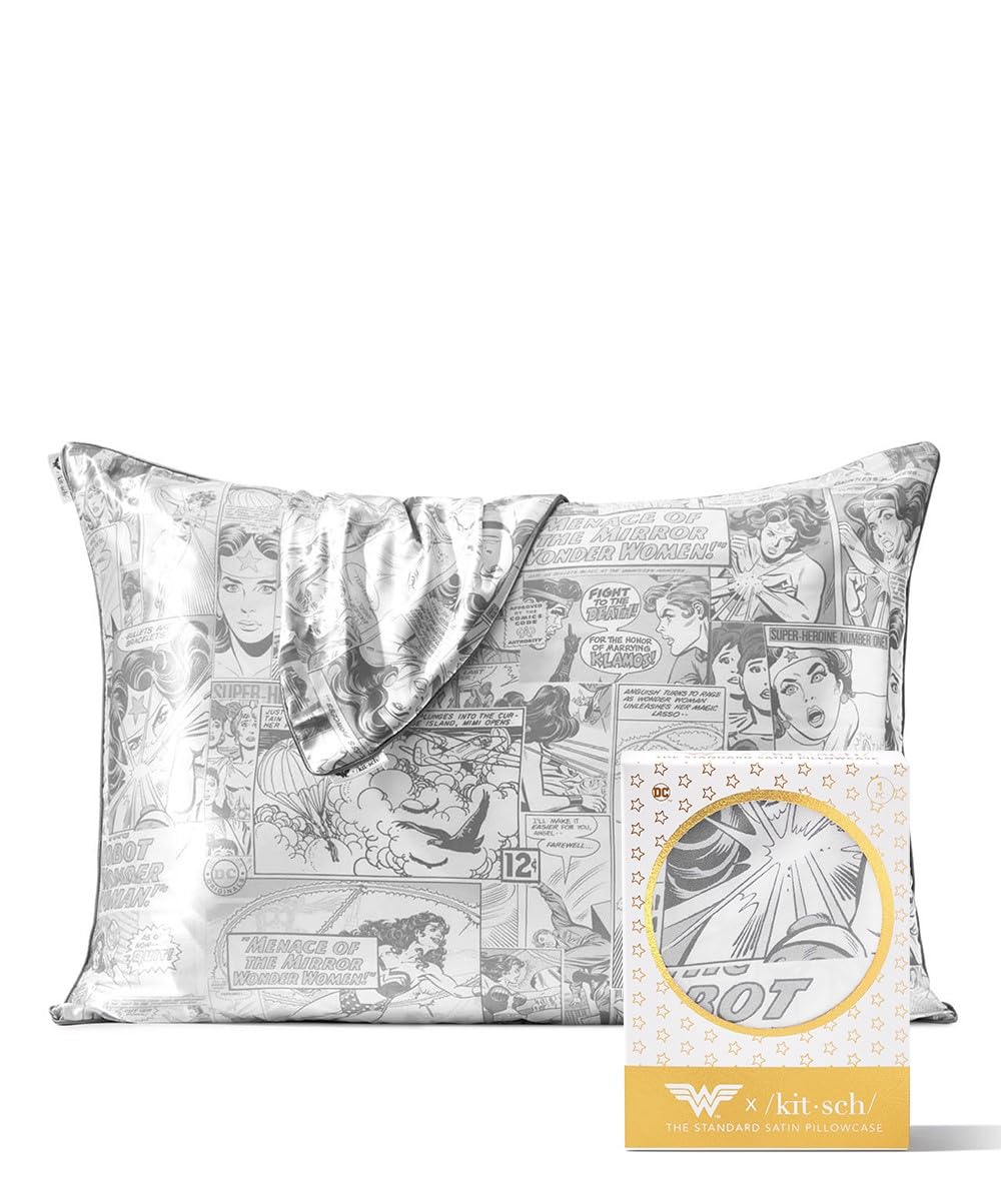 Kitsch Satin Pillowcase with Zipper for Hair &amp; Skin, Softer Than Silk Pillow Cases Queen, Smooth Pillow Covers, Machine Washable, Wrinkle-Free, Cooling Satin Pillow Cases Standard Size 19&quot;x26&quot;, Ivory