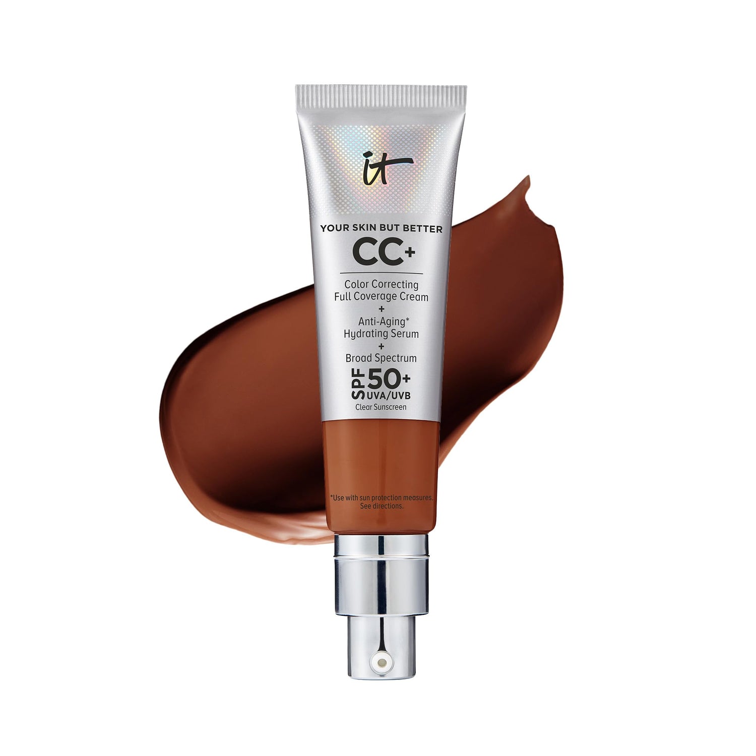 IT Cosmetics Your Skin But Better CC+ Cream - Color Correcting Cream, Full-Coverage Foundation, Hydrating Serum &amp; SPF 50+ Sunscreen - Natural Finish - 1.08 fl oz