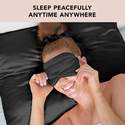 Kitsch Blackout Satin Sleep Mask, Softer Than Real Mulberry Silk Eye Cover, Soft Pressure Free Shade Blindfold for Puffy Eyes with Adjustable Straps, Weighted Eye Mask for Sleeping Women Men, Charcoal